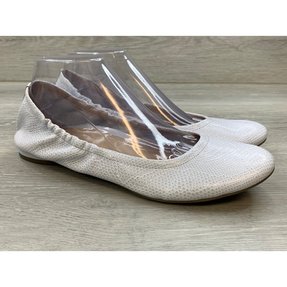 Vionic Alexa White Snake Embossed Leather Ballet Flats Women's 10 Casual Shoes